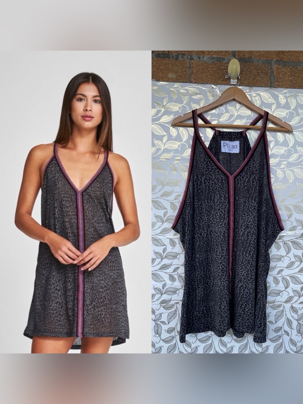 Pitusa Leopard Print Resort Mini Dress Cover Up Standard Size Cotton